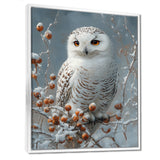 White Snowy Owl Accented With Red - Owl Wall Art Prints