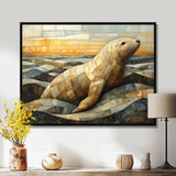 Inuit Seal In Yellow And Brown Tones - Yellow Seal Wall Art