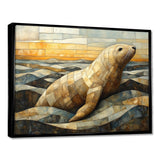 Inuit Seal In Yellow And Brown Tones - Yellow Seal Wall Art