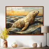 Inuit Seal In Yellow And Brown Tones - Yellow Seal Wall Art