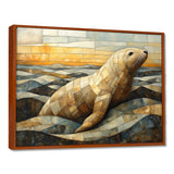 Inuit Seal In Yellow And Brown Tones - Yellow Seal Wall Art