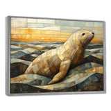 Inuit Seal In Yellow And Brown Tones - Yellow Seal Wall Art
