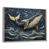 Whale In Blue And White Tones - Whale Living Room Wall Art
