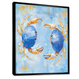 Blue Coastal Crab Battle - Crab Canvas Wall Art