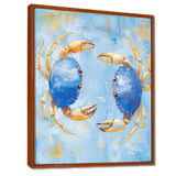Blue Coastal Crab Battle - Crab Canvas Wall Art