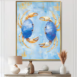 Blue Coastal Crab Battle - Crab Canvas Wall Art