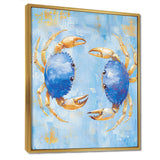 Blue Coastal Crab Battle - Crab Canvas Wall Art