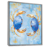 Blue Coastal Crab Battle - Crab Canvas Wall Art