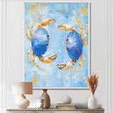 Blue Coastal Crab Battle - Crab Canvas Wall Art