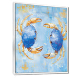 Blue Coastal Crab Battle - Crab Canvas Wall Art