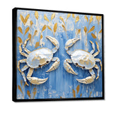 Blue White Coastal Crab Battle - Crab Wall Decor