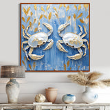 Blue White Coastal Crab Battle - Crab Wall Decor
