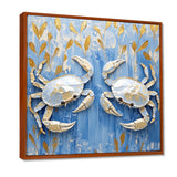 Blue White Coastal Crab Battle - Crab Wall Decor
