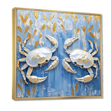 Blue White Coastal Crab Battle - Crab Wall Decor