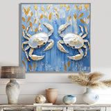 Blue White Coastal Crab Battle - Crab Wall Decor