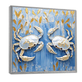 Blue White Coastal Crab Battle - Crab Wall Decor
