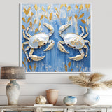 Blue White Coastal Crab Battle - Crab Wall Decor
