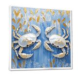 Blue White Coastal Crab Battle - Crab Wall Decor