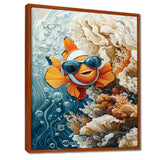 Orange Nemo Fish With Glasses In The Ocean - Fish Large Canvas Wall Art
