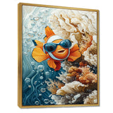 Orange Nemo Fish With Glasses In The Ocean - Fish Large Canvas Wall Art