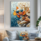 Orange Nemo Fish With Glasses In The Ocean - Fish Large Canvas Wall Art
