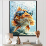 Orange Fish With Glasses In The Ocean - Fish Living Room Wall Art
