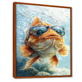Orange Fish With Glasses In The Ocean - Fish Living Room Wall Art
