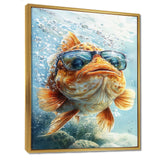 Orange Fish With Glasses In The Ocean - Fish Living Room Wall Art
