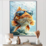 Orange Fish With Glasses In The Ocean - Fish Living Room Wall Art