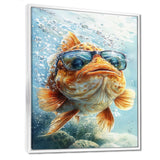 Orange Fish With Glasses In The Ocean - Fish Living Room Wall Art