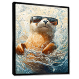 Purple Seal With Glasses In The Ocean - Seal Canvas Wall Art