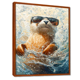Purple Seal With Glasses In The Ocean - Seal Canvas Wall Art