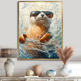 Purple Seal With Glasses In The Ocean - Seal Canvas Wall Art