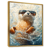 Purple Seal With Glasses In The Ocean - Seal Canvas Wall Art