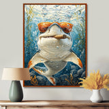Orange Shark with Glasses In The Ocean - Shark Wall Decor