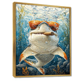 Orange Shark with Glasses In The Ocean - Shark Wall Decor