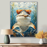 Orange Shark with Glasses In The Ocean - Shark Wall Decor