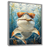 Orange Shark with Glasses In The Ocean - Shark Wall Decor