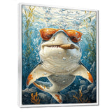Orange Shark with Glasses In The Ocean - Shark Wall Decor