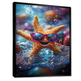 Purple Starfish With Glasses In The Ocean - Starfish Wall Decor