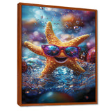 Purple Starfish With Glasses In The Ocean - Starfish Wall Decor