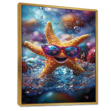 Purple Starfish With Glasses In The Ocean - Starfish Wall Decor