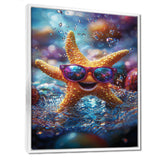 Purple Starfish With Glasses In The Ocean - Starfish Wall Decor