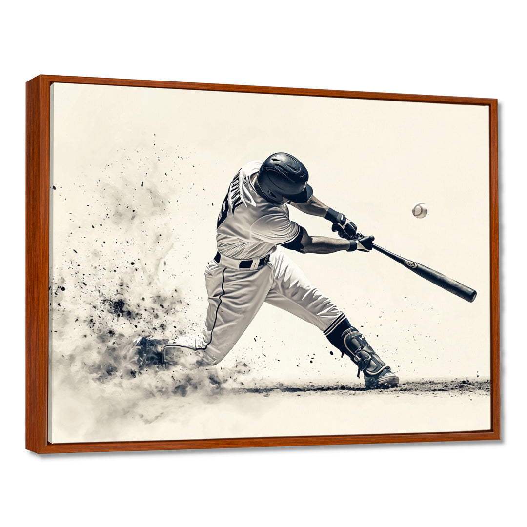 Grey Baseball Minimal Swing Ii Accented With - Sport Baseball Canvas Wall Art