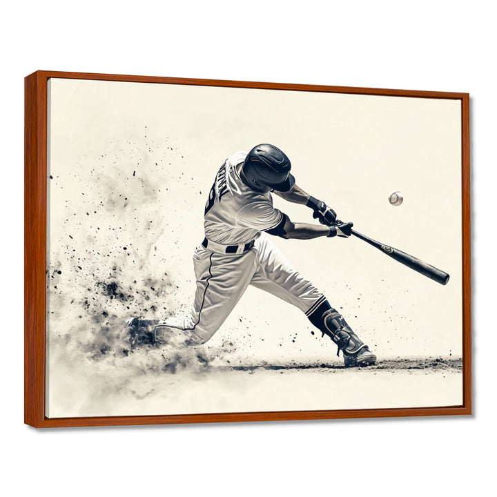 Grey Baseball Minimal Swing Ii Accented With - Sport Baseball Canvas Wall Art
