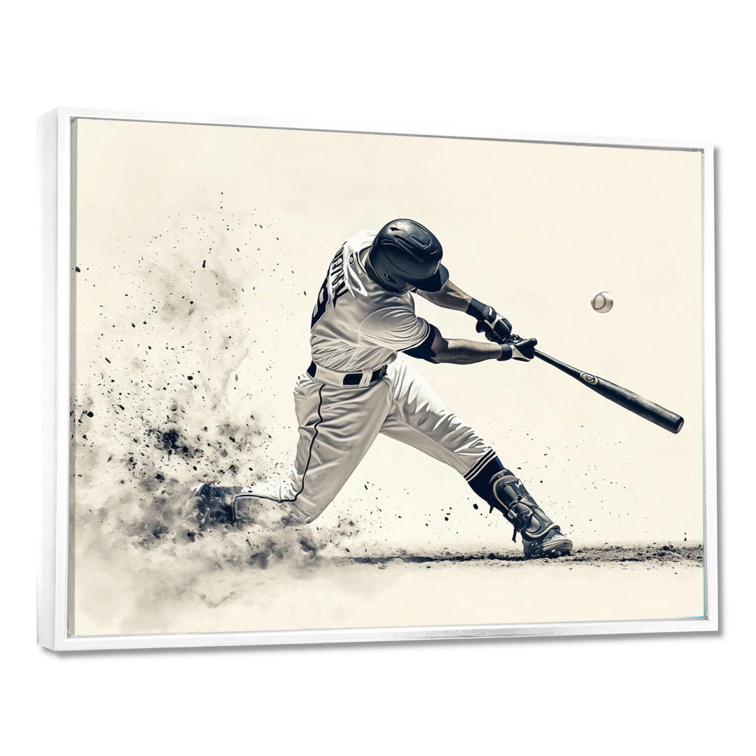 Grey Baseball Minimal Swing Ii Accented With - Sport Baseball Canvas Wall Art