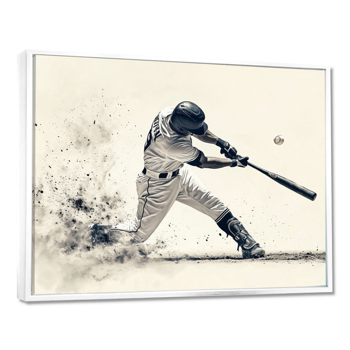 Grey Baseball Minimal Swing Ii Accented With - Sport Baseball Canvas Wall Art
