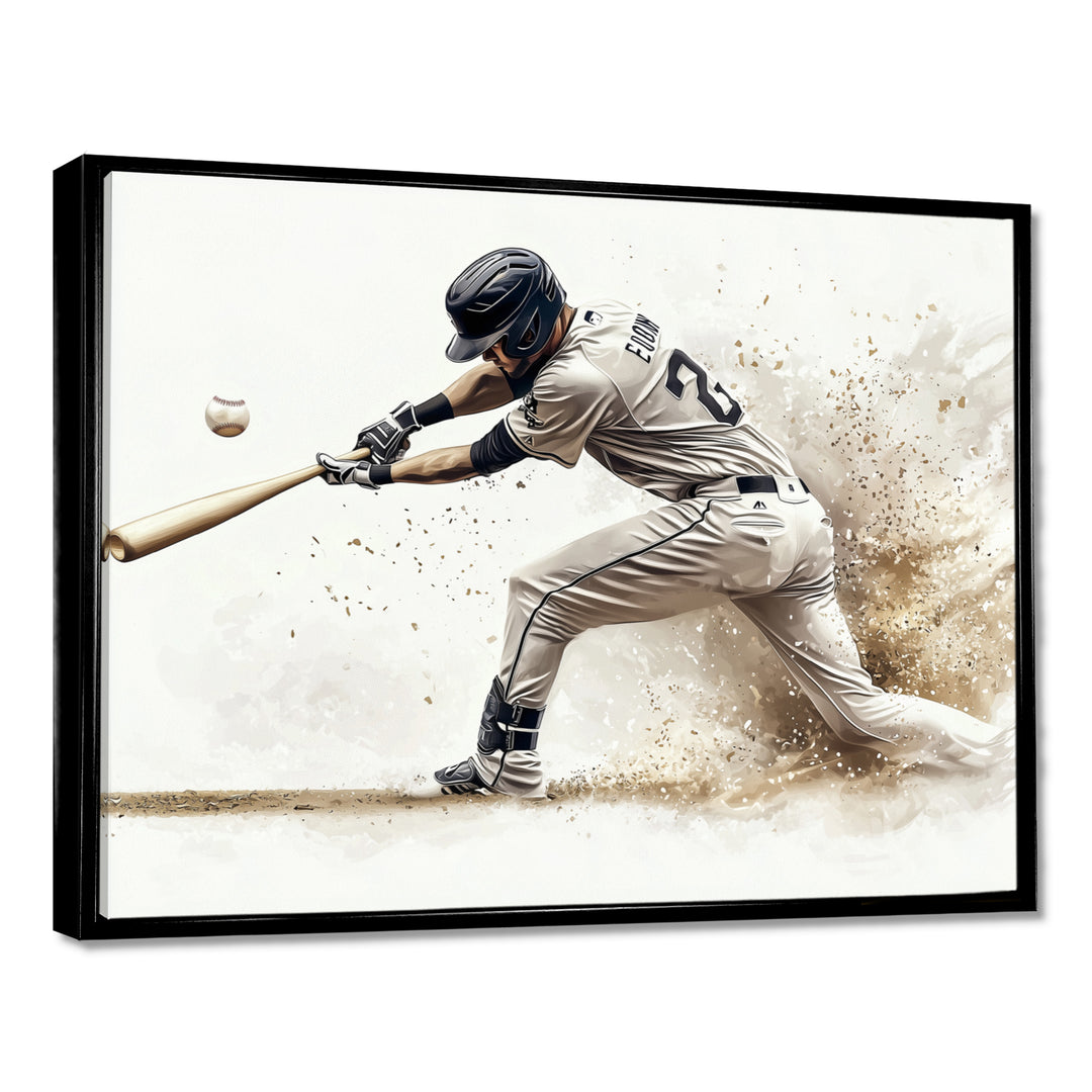 Minimal Black And White Baseball Swing I - Sport Baseball Canvas Wall Art