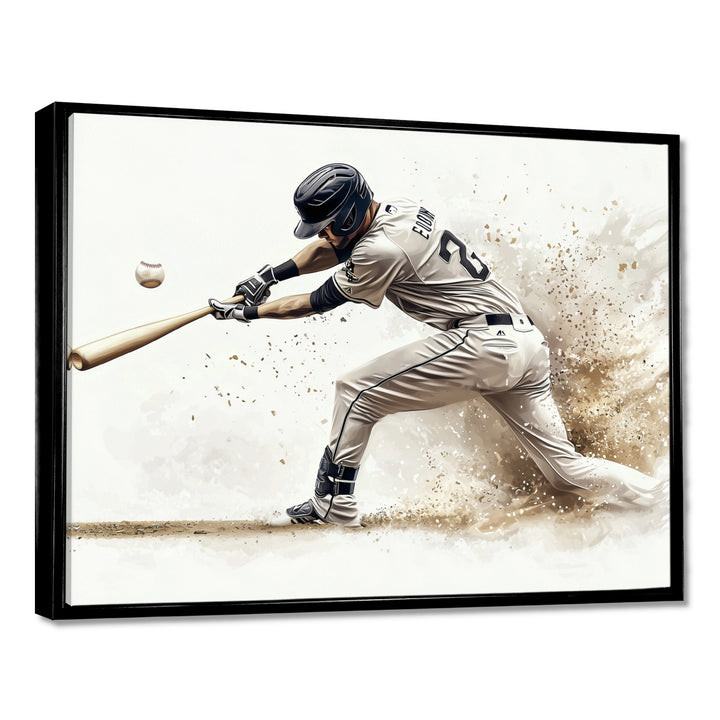 Minimal Black And White Baseball Swing I - Sport Baseball Canvas Wall Art