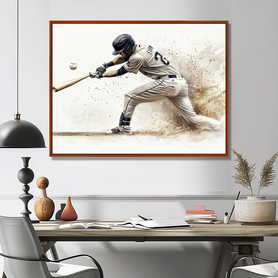 Minimal Black And White Baseball Swing I - Sport Baseball Canvas Wall Art